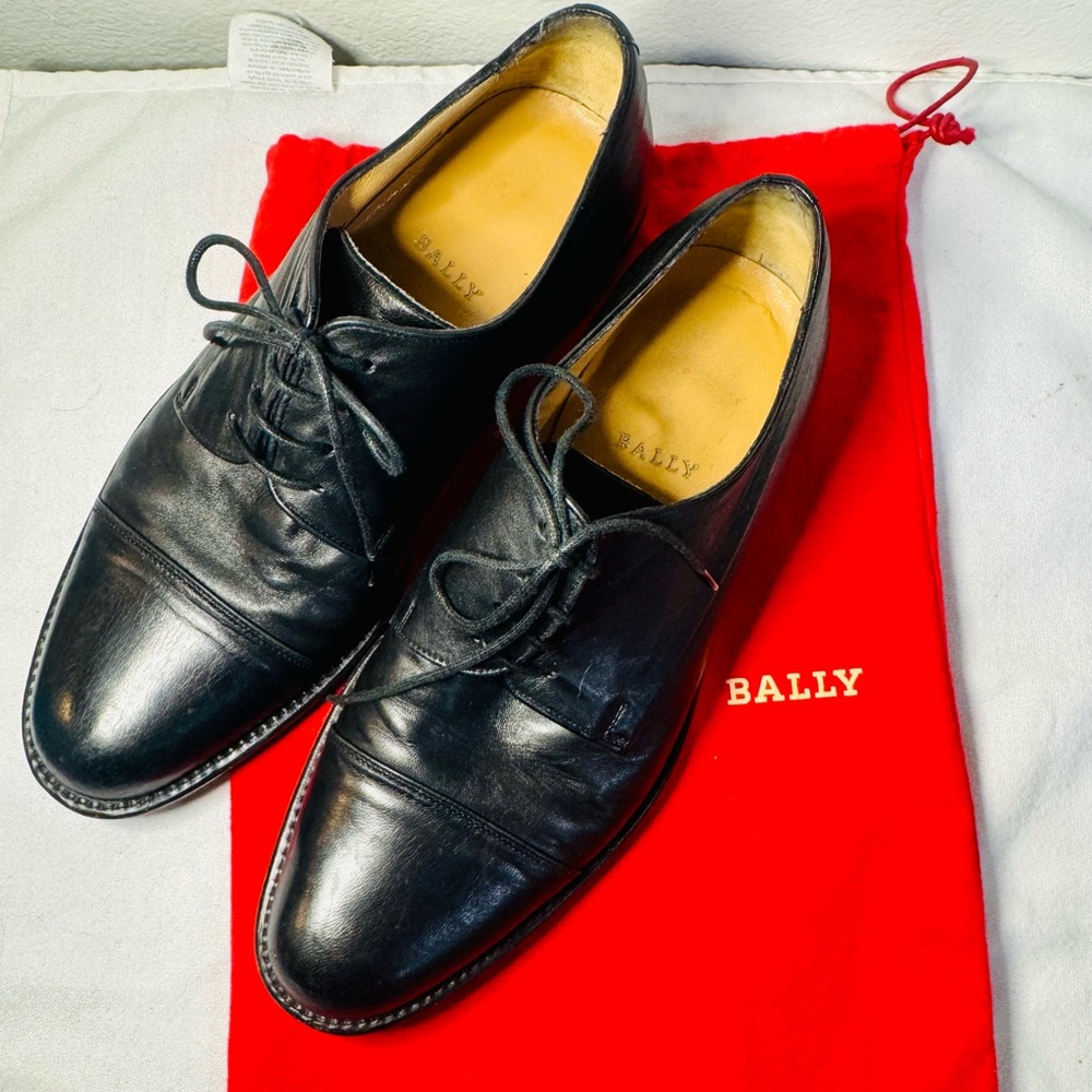 Bally Classic Black Leather Derbys